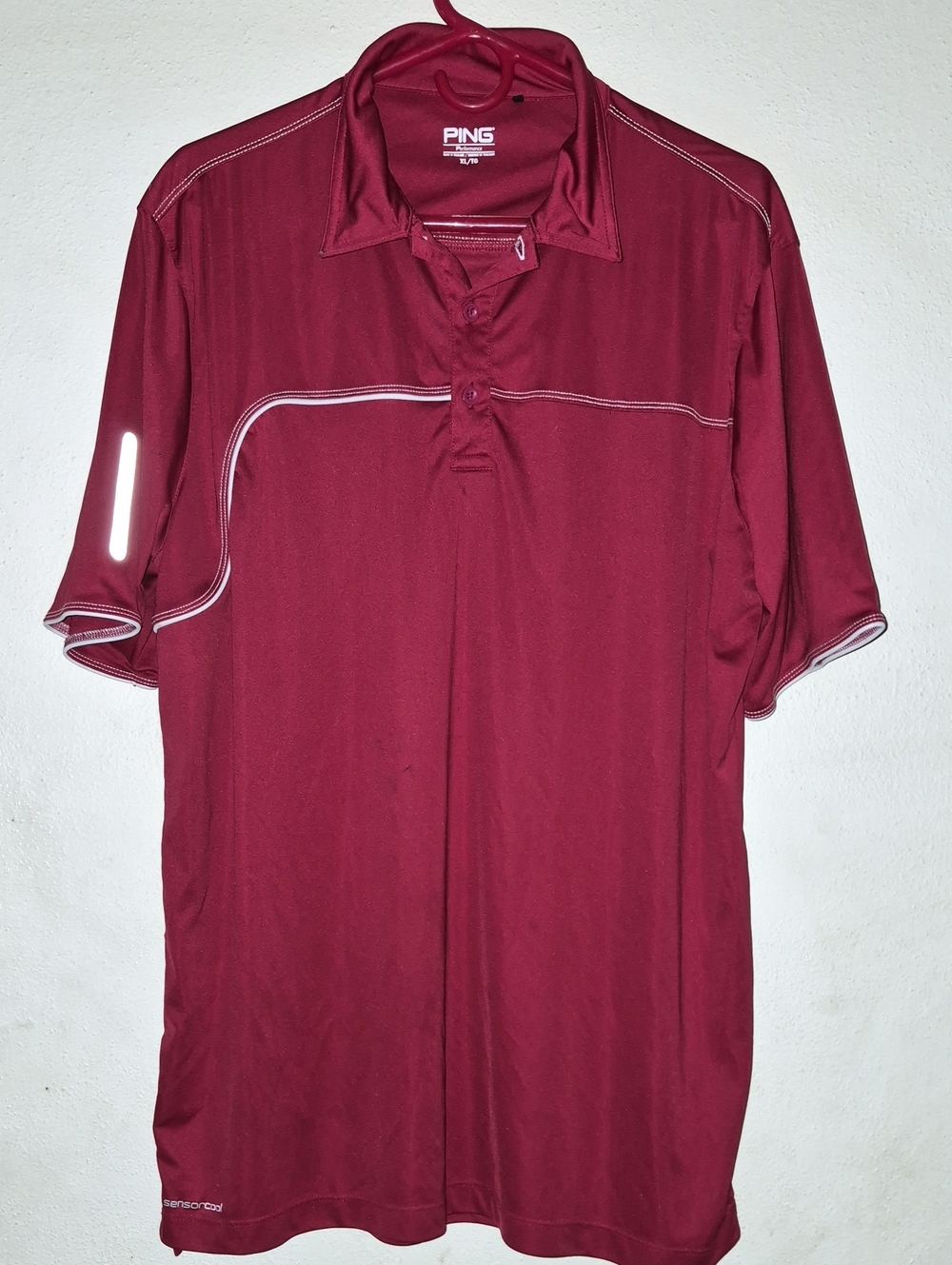 PING Men’s Maroon Golf Polo with Contrast Stitching